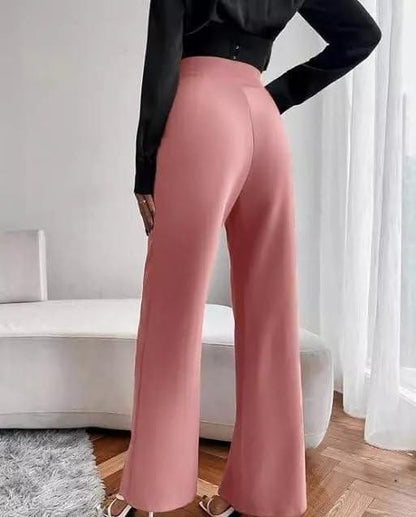 Women's Nontransparent Fabric Classic-Stylish Pant Pink