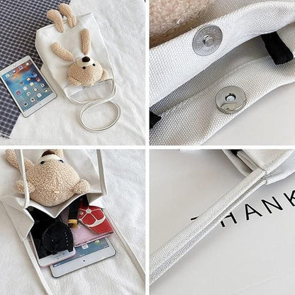 Cute Shoulder Bag Kawaii Tote Handbag with Cute Teddy Bear